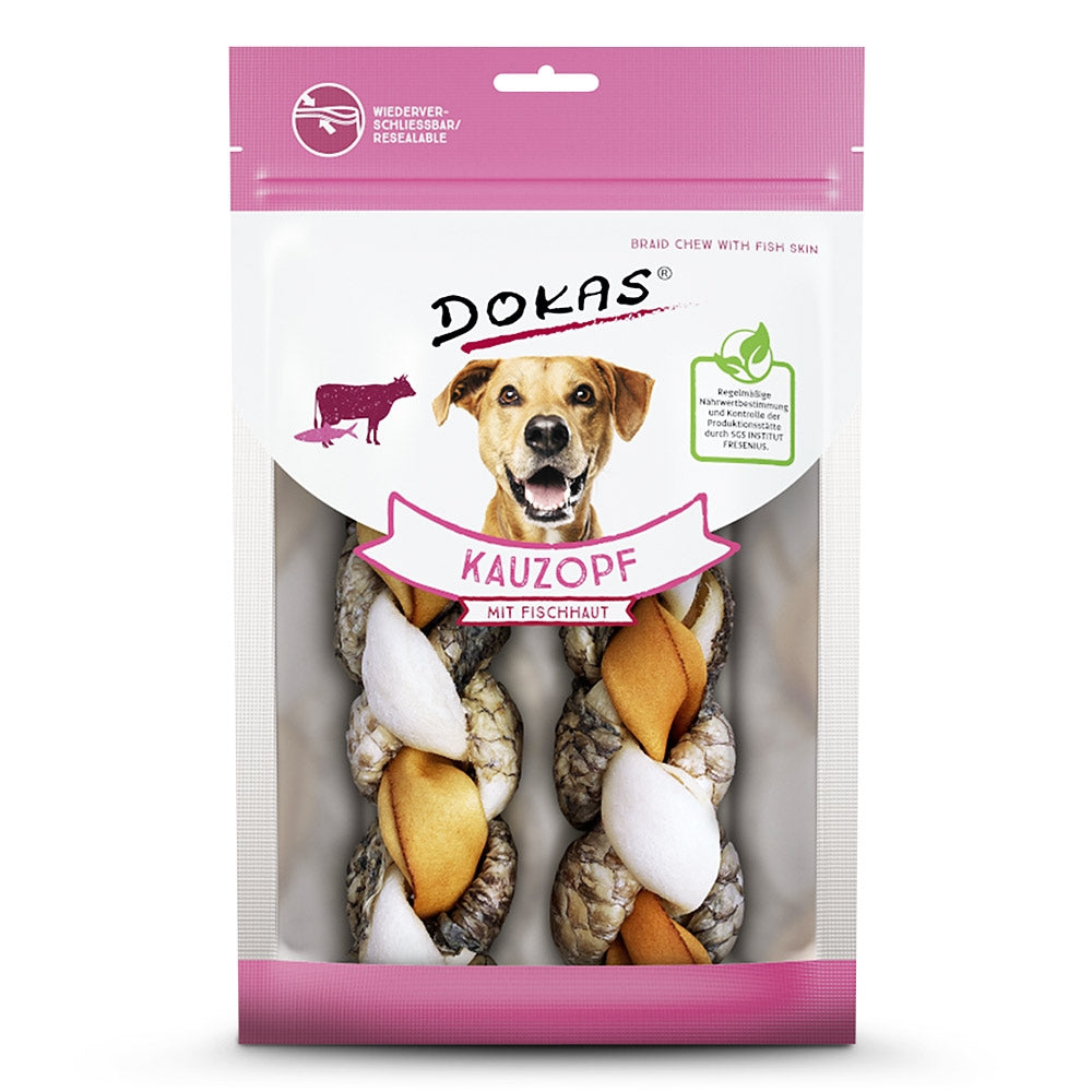 Dokas Tresse à mâcher pour chien avec peau de poisson