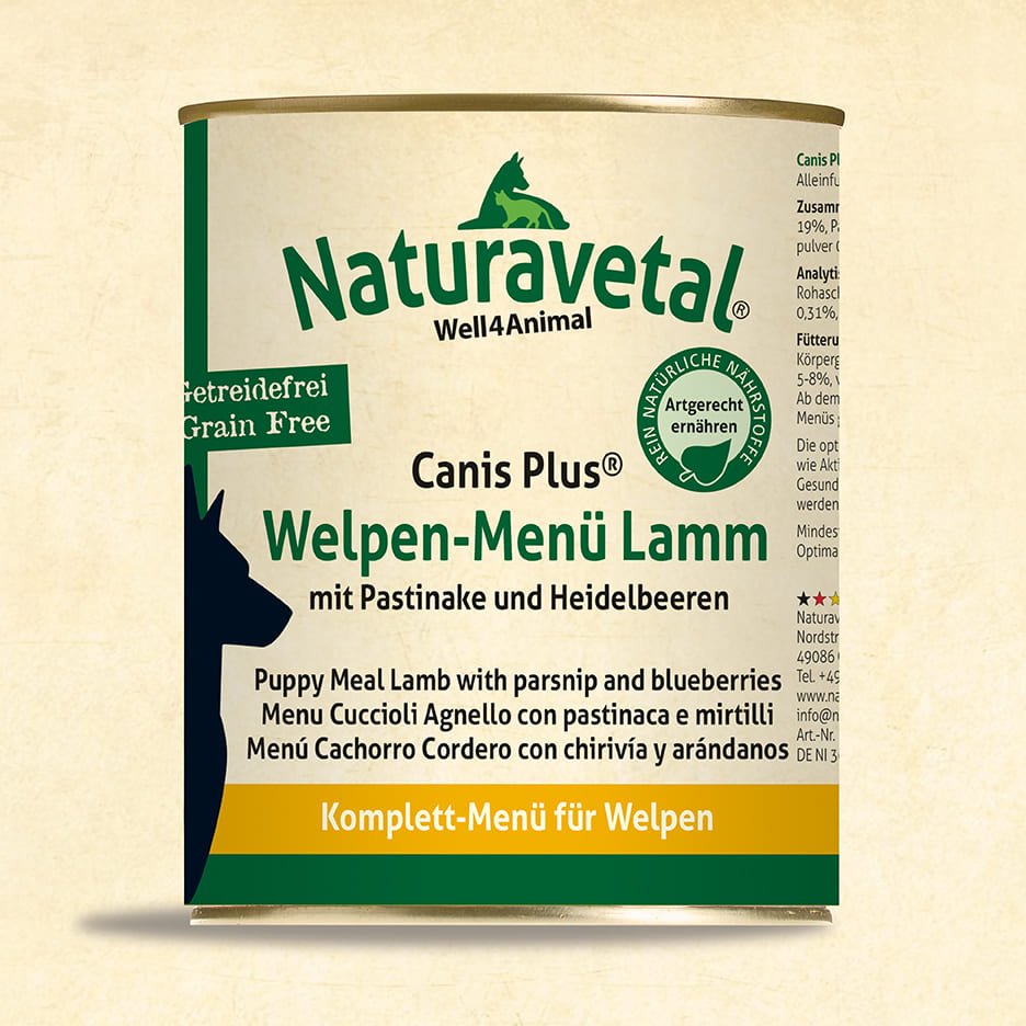 Naturavetal Canis Plus Welpen-Menü Lamm mit Pastinake und Moor