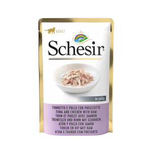 Schesir : Cat Gelée Thon & Poulet avec Jambon