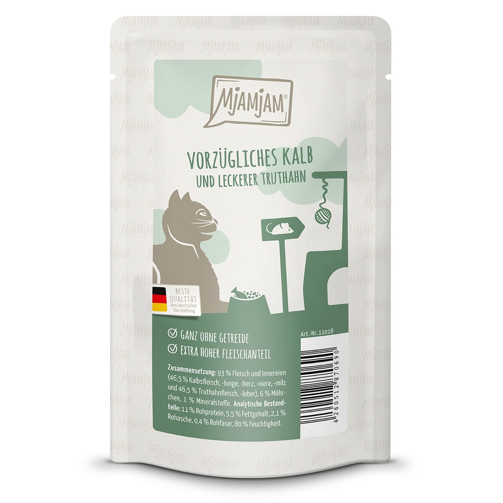 MjAMjAM : Pâtée Chat Sachet Veau excellent & Dinde avec de bonnes Carottes