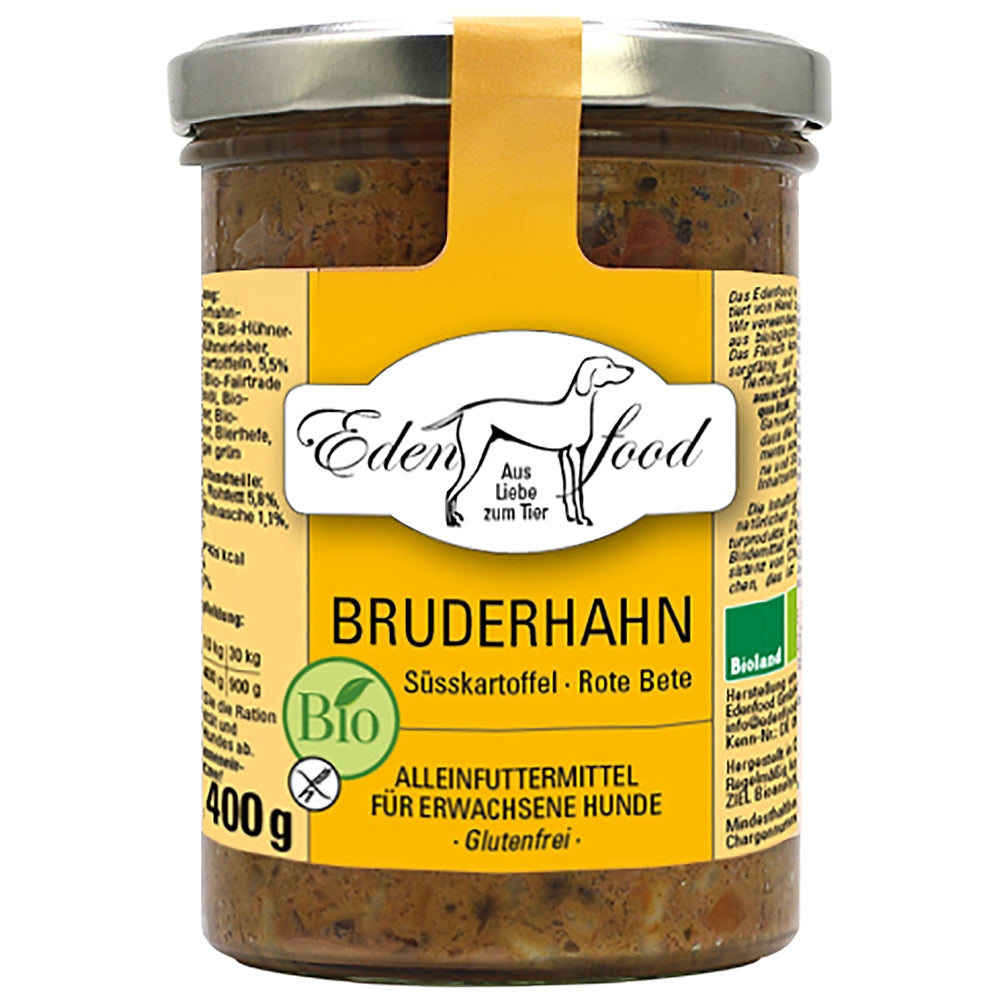 Edenfood Chien Menu Bio Coq, Patate douce & Betterave