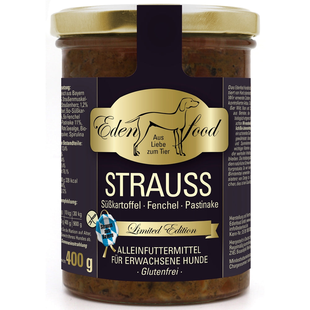 Edenfood Dog Limited Edition Bio-Menü Strauss, Süßkartoffel & Fenchel