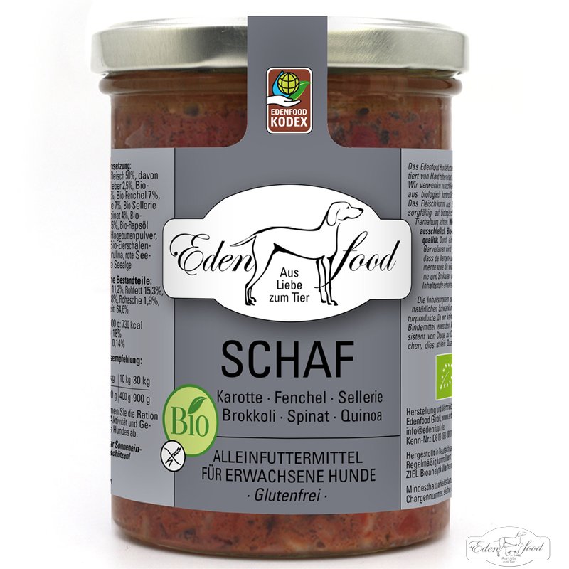Edenfood Chien Menu Bio Mouton, Légumes & Quinoa