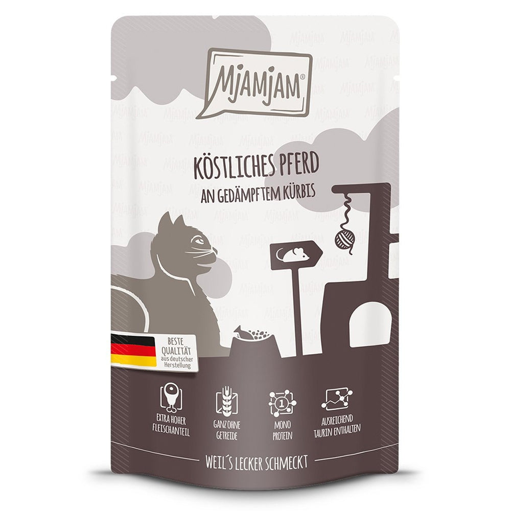 MjAMjAM Katze Quetschie Köstliches Pferd & gedämpfter Kürbis