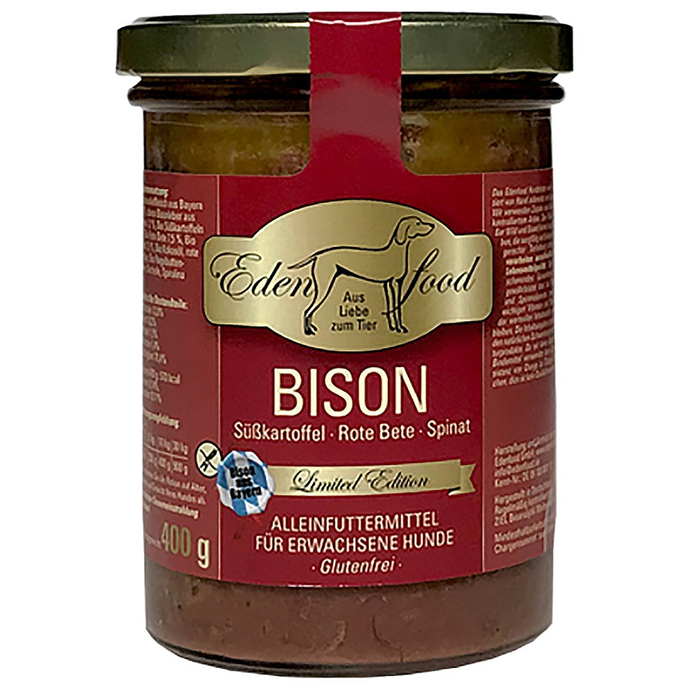 Edenfood Chien Limited Edition Menu Bio Bison, Patate douce, Betterave & Épinards